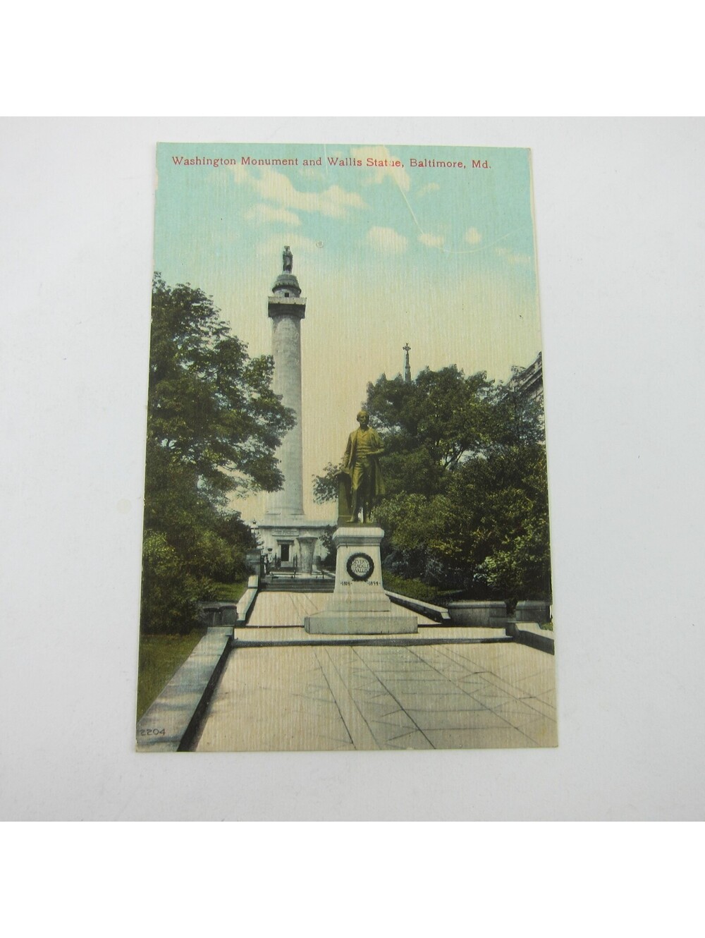 Postcard Baltimore Maryland Washington Monument & Wallis Statue Antique UNPOSTED
